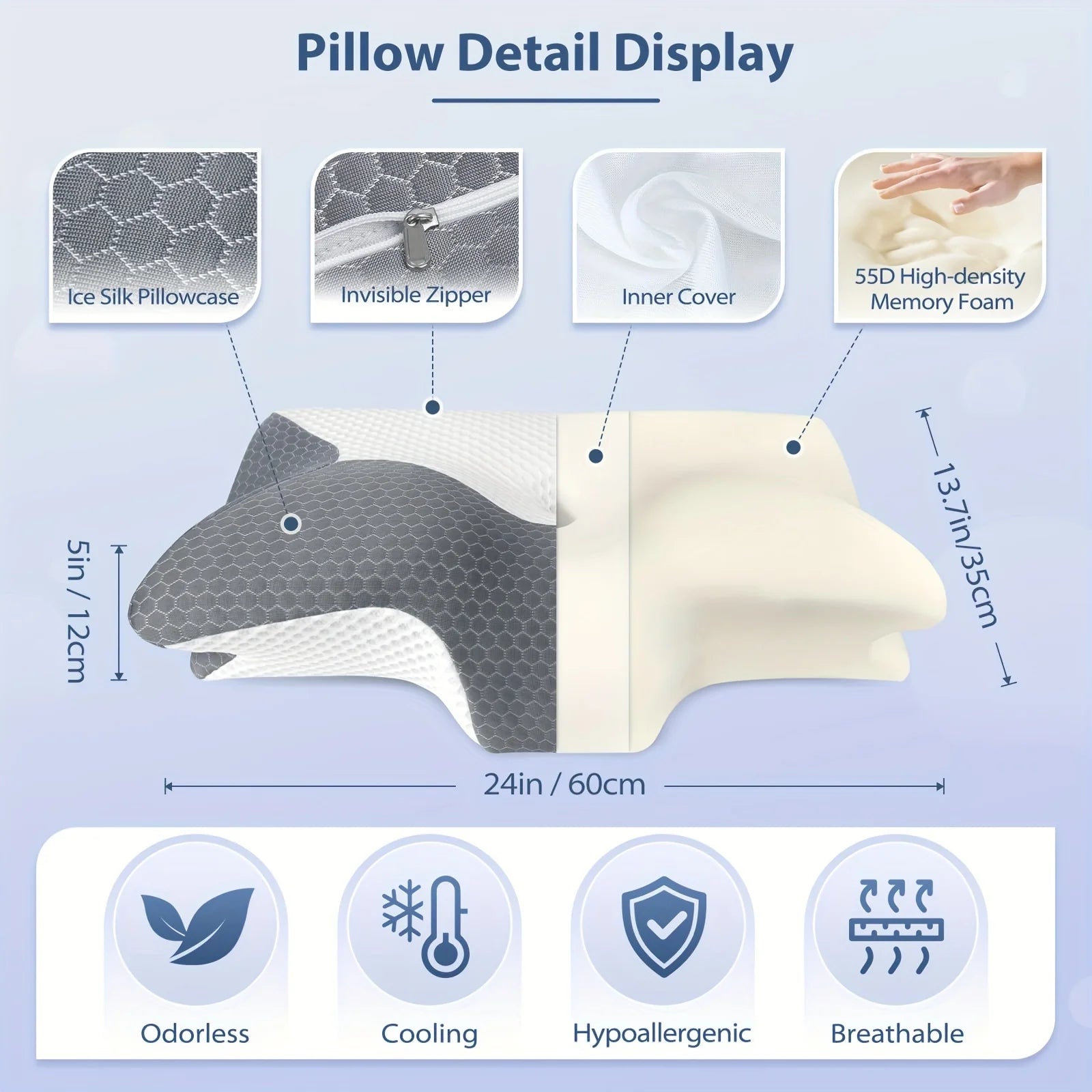 Ergonomic Cervical Foam Pillow